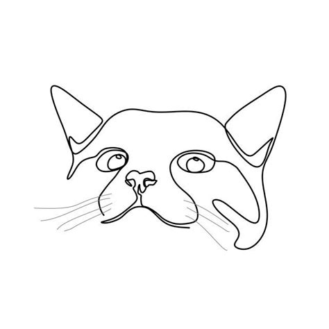 Cute Cat Continuous Line Drawing Vector Illustration Minimalist Design