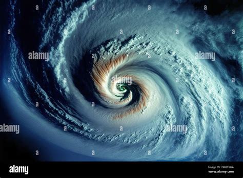 Vue Satellite De L Il D Un Ouragan Galement Appel Tornade Ou Typhon Vu De L Espace Sup Rieur
