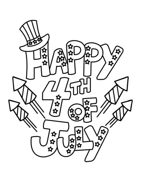 Printable Happy Fourth Of July Coloring Page