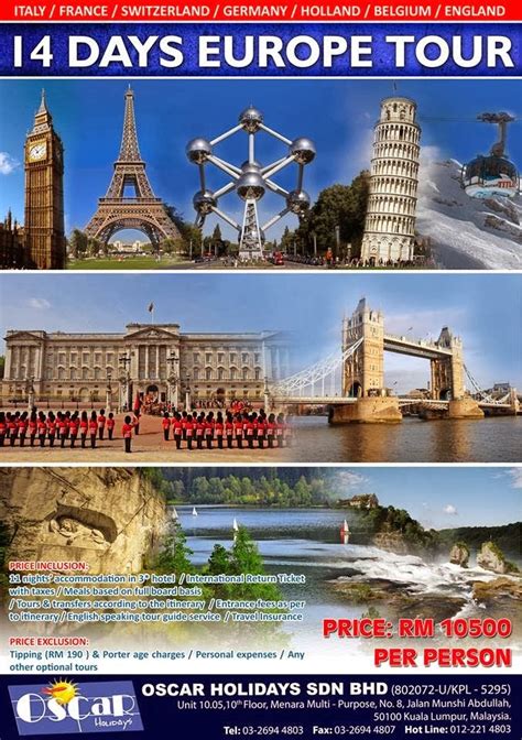 Seat reservations, accommodation and discounts on attractions are part of the package, plus much more, making eurailing even more. Oscar Tours: Europe Tour Package