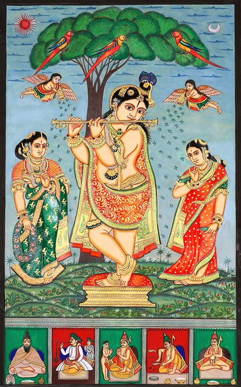 Krishna With Rukmini And Satyabhama Exotic India Art