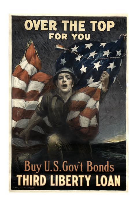 Liberty Bonds Wwi World War One Soldier Propaganda Poster Vintage