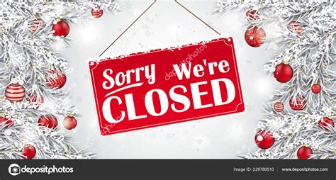 Christmas Twigs Sign Text Sorry Closed — Stock Vector