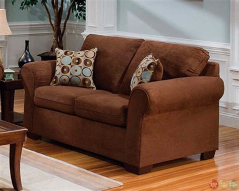 Chocolate Brown Microfiber Sofa And Love Seat Living Room Furniture Set
