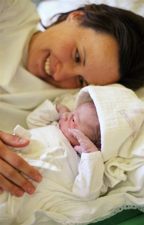Happy Mother Holding Newborn Baby After Birth Stock Photo Image Of