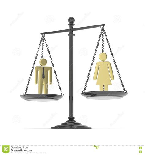 Pan Scale With Man And Woman 3d Rendering Stock Illustration