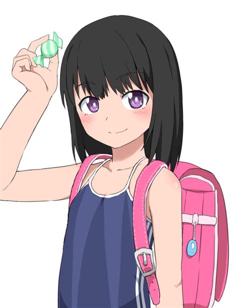 Bubukka Character Request 1girl Backpack Bag Black Hair Blush Candy Closed Mouth