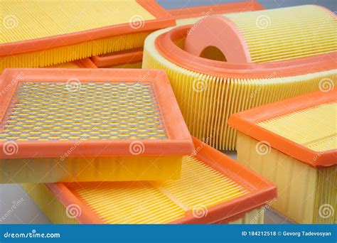 Car Air Filter Set In Different Sizes Stock Photo Image Of Orange