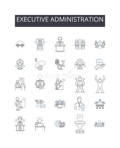 Executive Administration Line Icons Collection Management Leadership