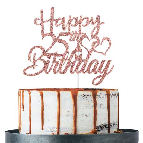 Buy Rose Gold Glitter Happy 25th Birthday Cake Topper 25th Birthday