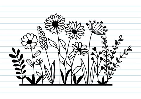 Flower Svg Wildflower Border Svg Wildflower Svg Flowers And Etsy Israel