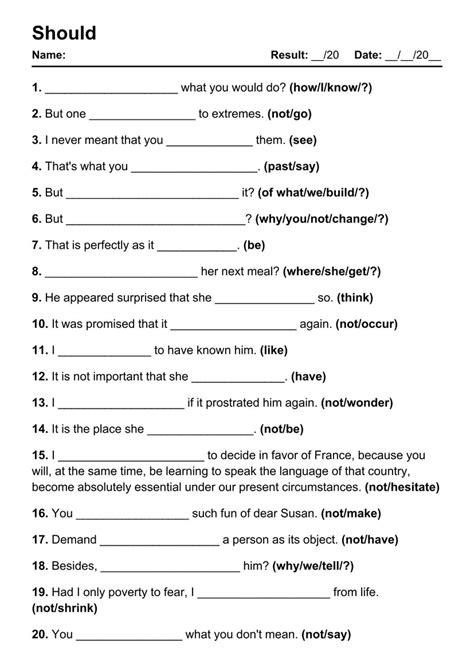 101 Printable Should PDF Worksheets With Answers Grammarism