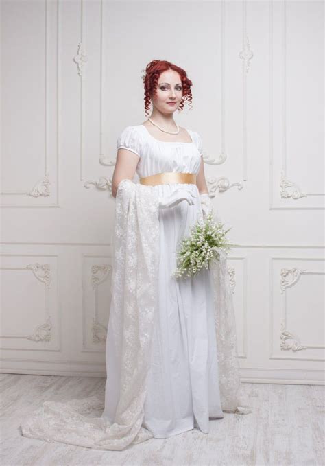 Regency Wedding Dress Napoleonic Wedding Gown Etsy Uk Regency