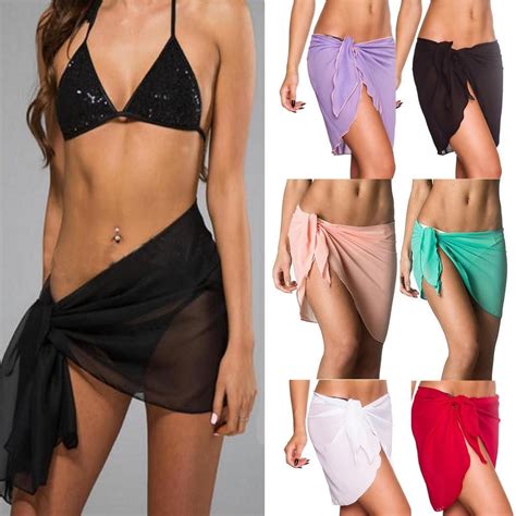 Womens Short Length Sheer Chiffon Sarong Wrap New Beach Swimwear Bikini Cover Up Walmart Canada