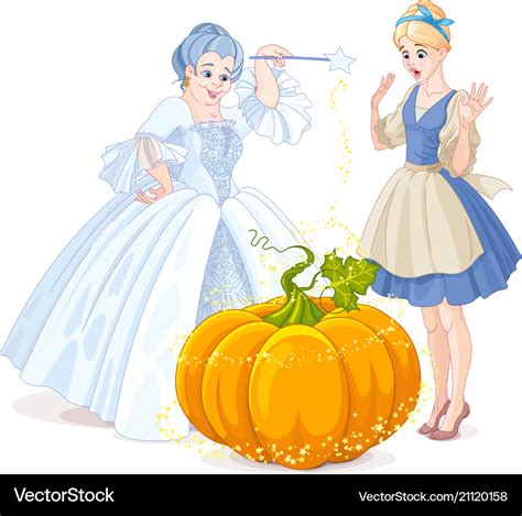 Fairy Godmother Amp Cinderella Royalty Free Vector Image