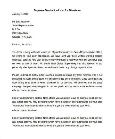 An employment termination letter tells an employee that they have been relieved of their position with the company, with or without cause. Sample Employment Termination Letter At Sale Of Company ...