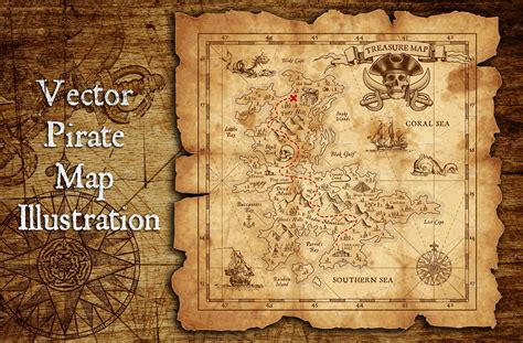 Vector Pirate Treasure Map Illustrations Creative Market