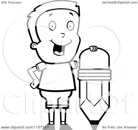 Already 1818 visitors found here solutions for their art work. Cartoon Clipart Of A Black And White Happy Boy Standing by ...