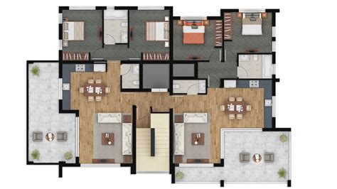 Color Floor Plan Rendering Photoshop Austin Texas For Property