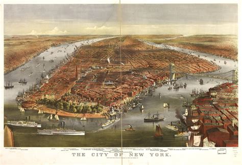 Birds Eye View Of New York In 1870 Nyc