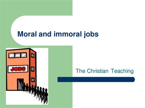 Christian Moral And Immoral Occupations Teaching Resources