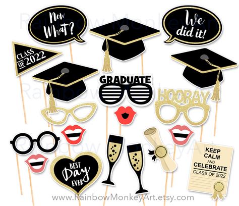Graduation 2022 Photo Booth Props Printable Files Pdf Instant