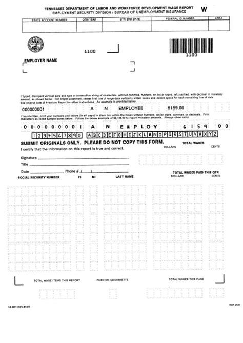 Center for workforce research and information. Form Lb-0851 - Employment Security Division/bureau Of Unemployment Insurance - Tennessee ...