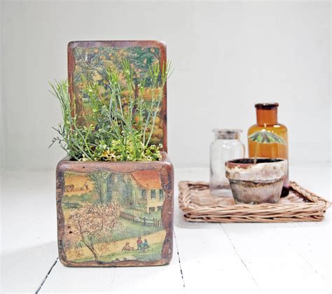 Vintage Wooden Wall Pocket Wall Planter Rustic Home Decor Wooden
