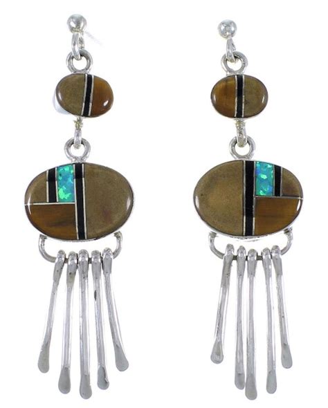 Southwest Multicolor And Sterling Silver Earrings EX41009