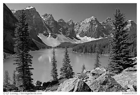 Black And White Picturephoto Wenkchemna Peaks Above Moraine Lake
