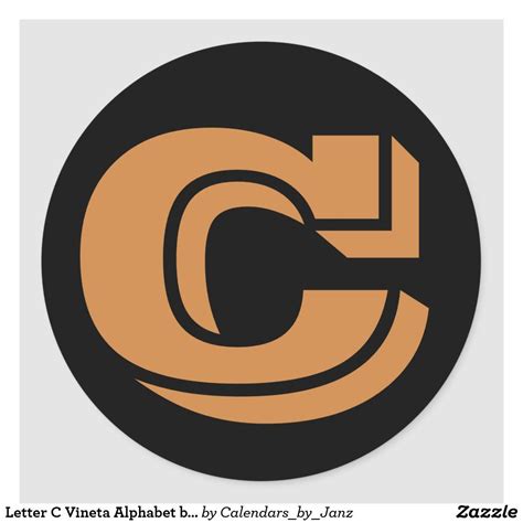 Letter C Vineta Alphabet By Janz Peru Gold Black Classic Round Sticker