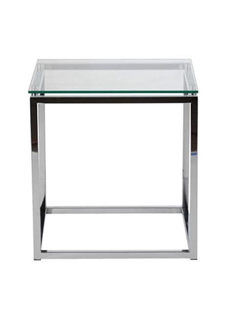 Chrome Glass Side Table Brickell Collection Modern Furniture