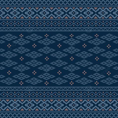 Design With Motif Ulos Ethnic Batak Cloth Design On Blue Classic