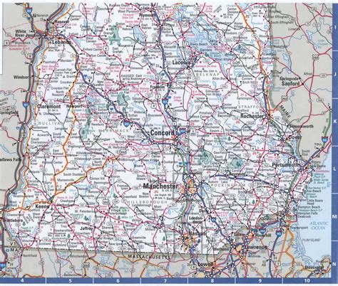 New Hampshire Detailed Roads Mapmap Of New Hampshire With