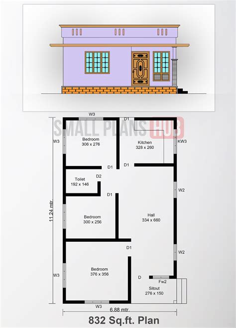 House Plans Plot 10x20m With 3 Bedrooms Samhouseplans 58d