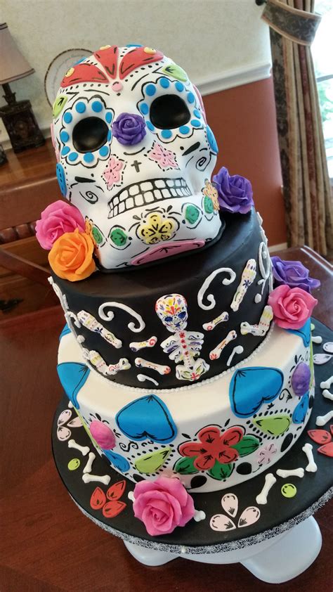 Day Of The Dead Cake With Fondant And Gumpaste Decorations Sugar