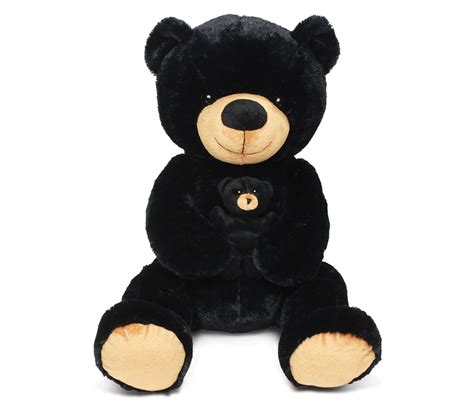 Stylish Plush Black Bear With Baby