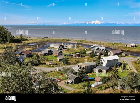 Aerial View Of Ninilchik A Small Alaskan Native Village With Cook Inlet