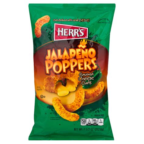 Herr S Jalapeño Poppers Flavored Cheese Curls 7 1 2 Oz