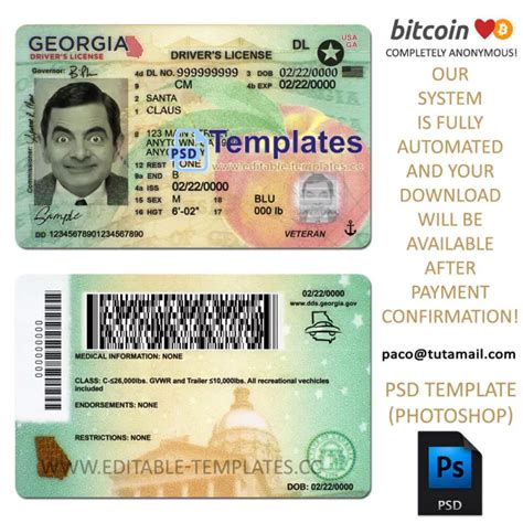 Georgia Driving Licence Template V1 Editable Templates