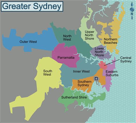 Map Of Sydney Neighborhood Surrounding Area And Suburbs Of Sydney