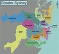 Mappa del quartiere di Sydney: dintorni e periferia di Sydney