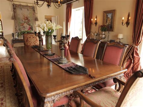 Table extends by pulling both ends and dropping in leaf. Traditional Dining Room With 8-Seat Table | HGTV