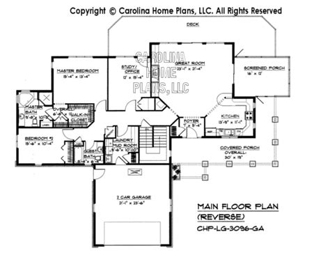 Large Hillside Ranch Home Plan Chp Lg 3096 Ga Sq Ft Luxury Home Plan