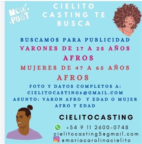 casting en buenos aires se buscan varones de 17 a 25 años y mujeres de 47 a 65 años afro para