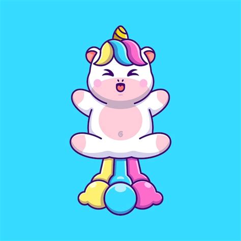 Premium Vector Cute Baby Unicorn Flying With Rainbow Cartoon