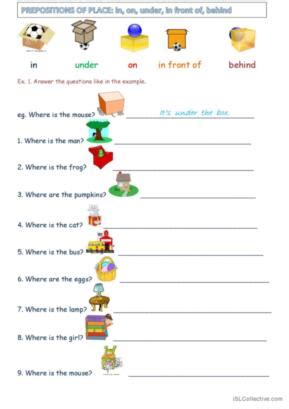 Prepositions Of Place Multiple Choice Exercise Worksheet Prepositions
