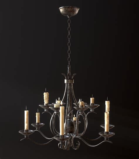 3d Model Old Medieval Chandelier With Candles Vr Ar Low Poly Cgtrader