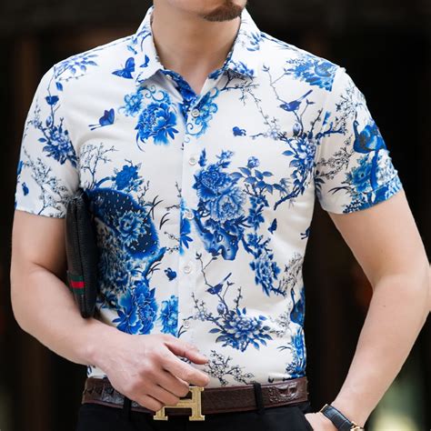 Buy Flower Shirt Men Silk Cotton Camisa Fashion 2018