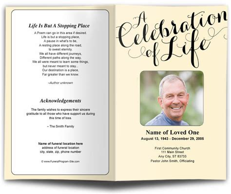 Celebration Of Life Funeral Program Template Funeral Programs